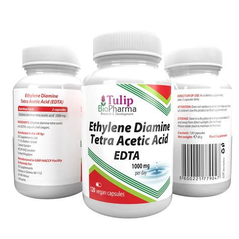 Edta Ethylene Diamine Tetra Acetic Acid 500mg 120 Vegan Capsule Emag Ro