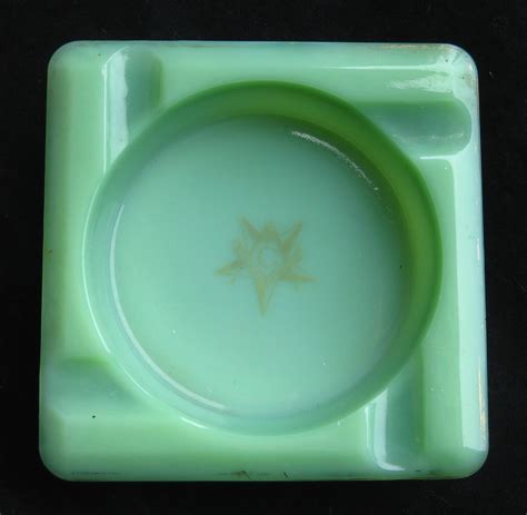 Vtg Fire King Jadeite Green Depression Glass Masonic Square Compass