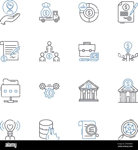 Trading House Line Icons Collection Investments Stockbroking