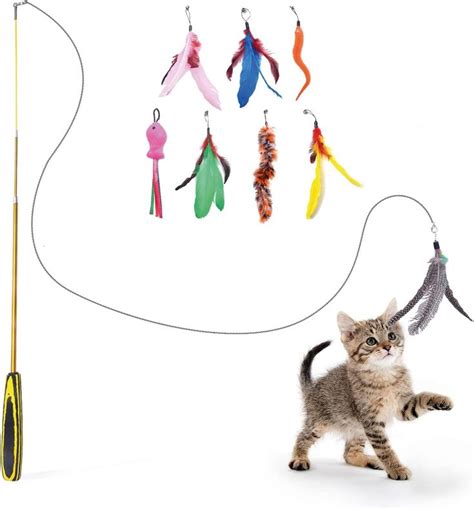 Cat Wand Interactive Cat Toy Retractable Cat Wand Toys For Indoor