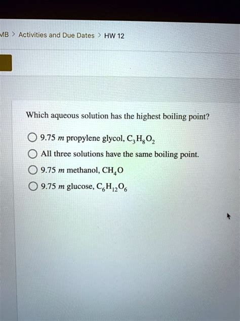 Solved Mb Activities And Due Dates Hw Which Aqueous Solution Has