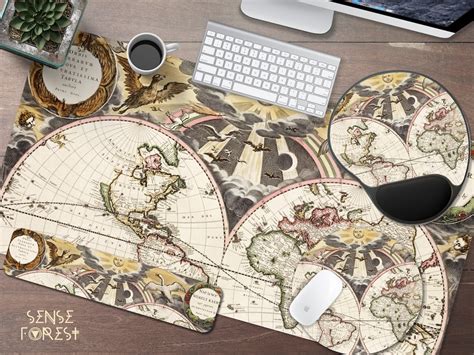 Old World Map Desk Mat Historical Vintage Map XXL Mouse Pad Gaming