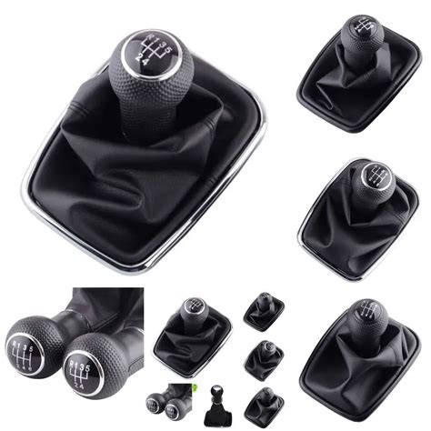 New 56 Speed Gear Shift Knob Lever Shifter Gaiter Boot Pu Leather For Vw 2003 2008 Golf Iv 4