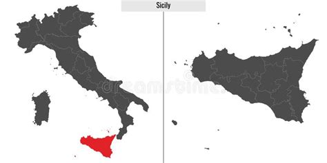 Map of Sicily Province of Italy Stock Vector - Illustration of boroughs ...