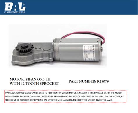 R25079 MOTOR KIT WITH GEARBOX EXACT SLIDE WITH 12 TOOTH SPROCKET FOR