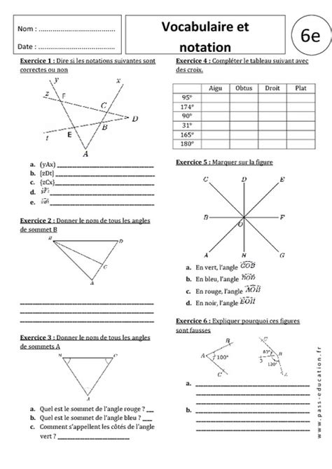 Vocabulaire Notation Angles Exercices Corrig S Me Pass