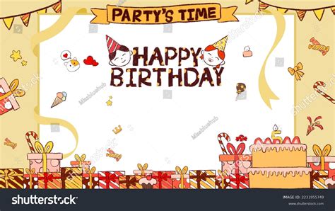 Happy Birthday Card Cute Cartoon Characters Stock Illustration ...