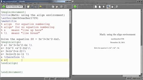 Latex Tutorial 05 Using The Align Environment Youtube