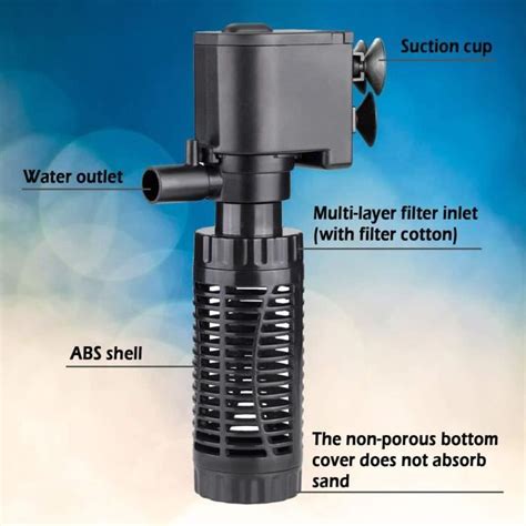 Bps Pompe Submersible Pour Aquarium Avec Filtre 12 W 800 L H Pompe À