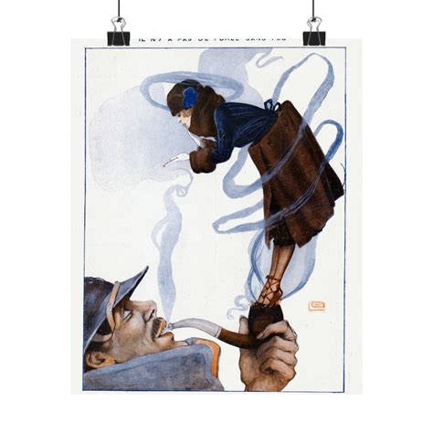 Vintage Smoking Poster There Is No Smoke Without Fire Il N Y A Pas De