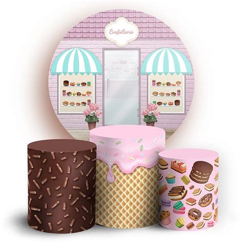 KIT Redondo e Trio Confeitaria Sublimado 3D Sublitex painéis