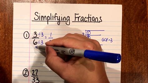 Simplifying Fractions Using Greatest Common Factor Youtube