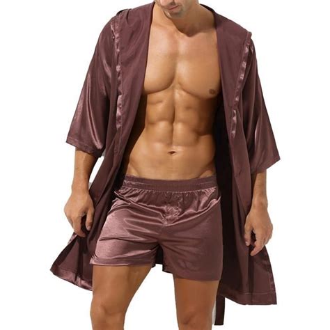 Peignoir Homme Kimono Satin Pyjama Capuche V Tement De Nuit M Xl