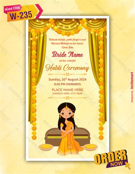 Digital Floral Bride Haldi Ceremony Invitation Whatsapp Etsy