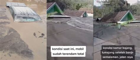 Sampai Tak Terlihat Mobil Relawan Terendam Banjir Material Erupsi