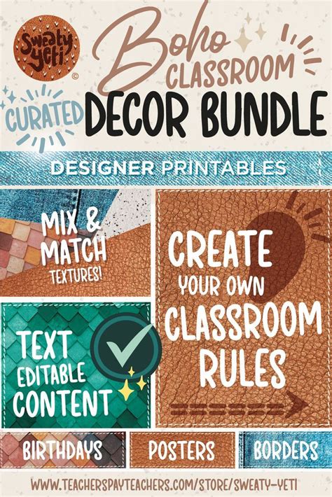 Modern Boho Classroom Decor Bundle With Back To School Printables Editable Decor Bundle