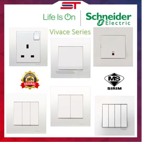 Schneider Vivace 13a Switch Socket Outlet Sirim Approved 20a Double Polebell Push Switches