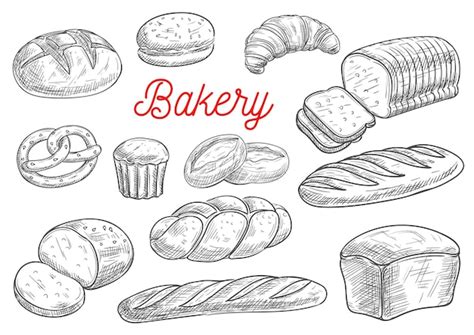 Premium Vector Set Of Breads Illustration Bakery Pastry Products Hand