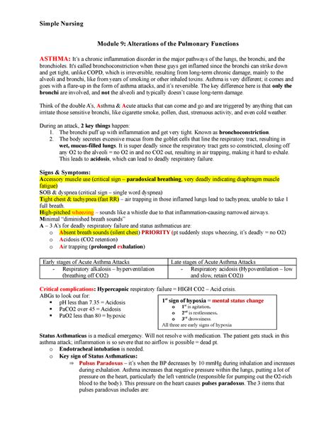 Module 9 Patho Module 9 Alterations Of The Pulmonary Functions