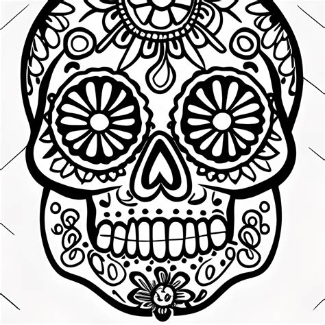 Coloriage Sugar Skull Paisley · Creative Fabrica