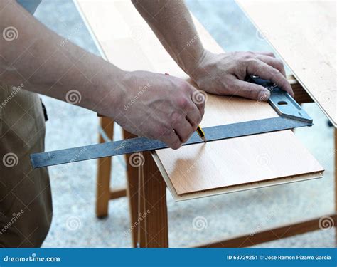 Operator Working With The Carpenter Square Stock Image Image Of