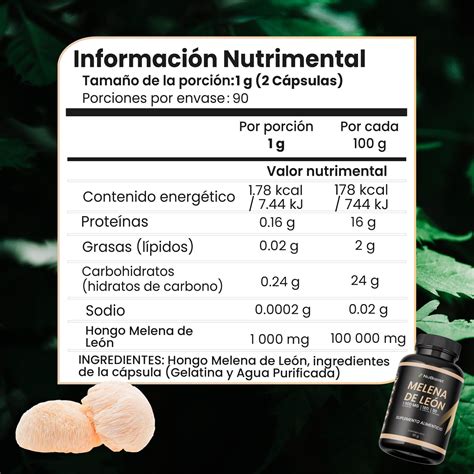 Melena De Le N Puro Caps Para Meses De Consumo Hongo Melena De