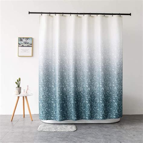 Green Shower Curtain Gradual Color Ombre 72x72inch Free Metal Hooks 12 Pack Simple Modern Decor