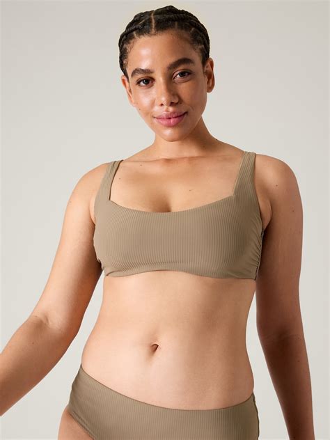 Square Neck Rib Bra Cup Bikini Top Athleta