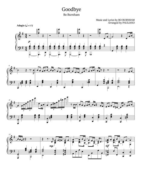 Bo Burnham "Goodbye" Sheet Music - Pauliano Sheet Music