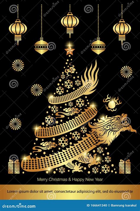 Merry Christmas For Chinese Greetings Cards Or Invitations Stock Vector