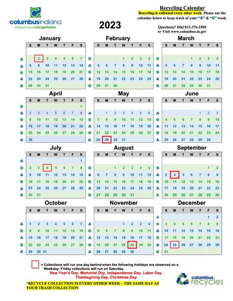 Recycling Calendar Department Of Public Works