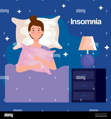 Woman Restless Bed Stock Vector Images Alamy