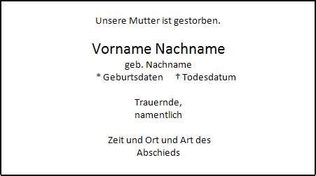 Microsoft Word Todesanzeigen Muster Vorlagen Word