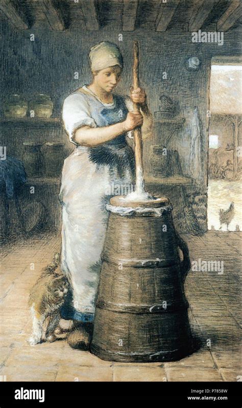 Millet Jean François Young Woman Churning Butter 1 3 Stock Photo Alamy