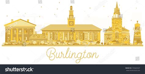 Burlington City Skyline Golden Silhouette Vector