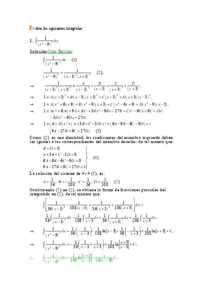 Integraci N De Funciones Racionales Por Fracciones Parciales
