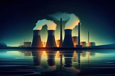 Premium Photo Cooling Towers Of A Nuclear Power Plant At Night