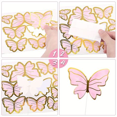 120pcs Butterflies Cake Toppers Mixed Size Purple Birthday Cake Topper