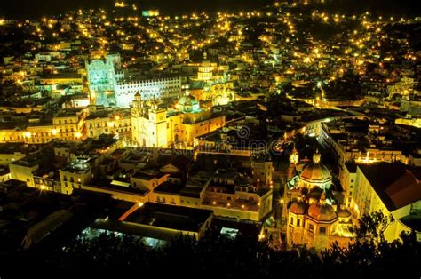 Guanajuato At Night- Mexico Stock Image - Image of cross, cervantes ...