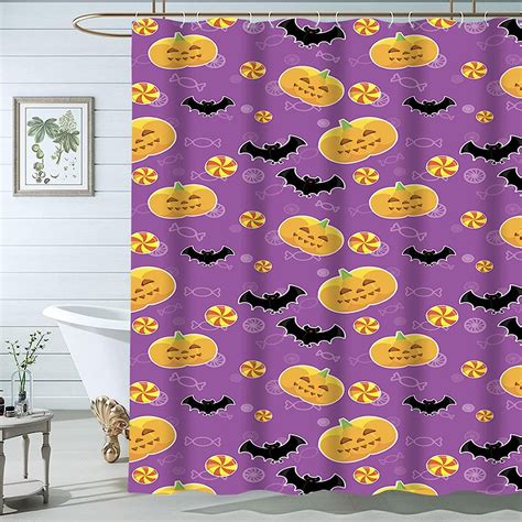 Joocar Halloween Shower Curtain Pumpkin Shower Curtain With Hooks