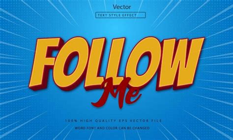 Premium Vector | Follow me cartoon text effect