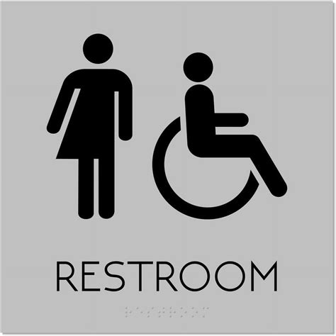 Gender Neutral Handicap Restroom Sign 8 X 8 With Braille ADA