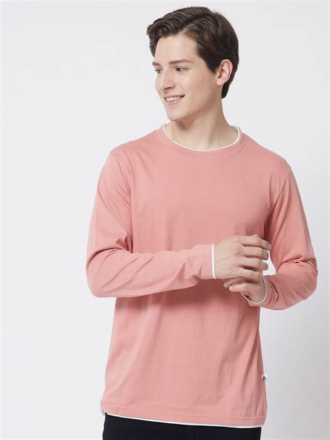 Buy The Dry State Men Peach Coloured Solid T Shirt Tshirts For Men 18102700 Myntra