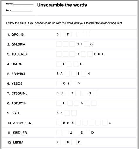 Free Vocabulary Matching Worksheet Generator