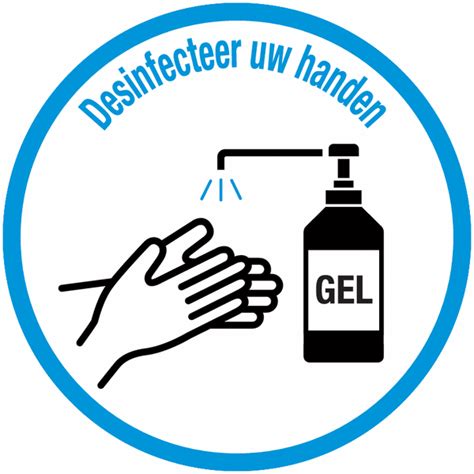 Ronde Gebodsborden En Stickers Desinfecteer Uw Handen Voor En Of Na