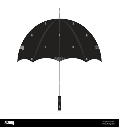 Rain Umbrella Weather Protection Vector Illustration Icon Parasol Handle Umbrella Black Open