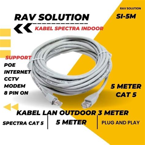 Jual KABEL LAN INTERNET 3M 5 M 10 M INDOOR CAT 5 SPECTRA SIAP PAKAI