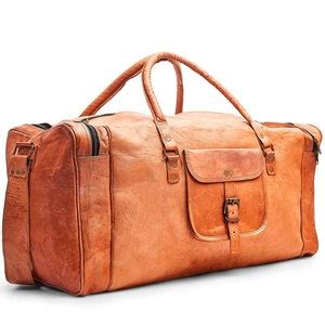 24 Personalised Handmade Square Goat Leather Duffel Bag Travel