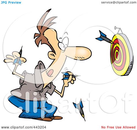 Royalty Free Rf Clip Art Illustration Of A Cartoon Man Throwing Darts