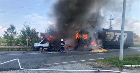 VIDEO Accident urmat de incendiu în apropiere de vama Nădlac I Tion